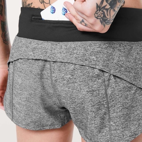 Lululemon Speed Up Short 2.5” Heather Lux Multi Black/Black –Sz4 Rare Low Rise - Picture 4 of 7